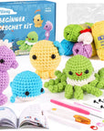 Crochet Kit for Beginners, Beginner Crochet Kit for Adults & Kids with Step-By-Step Video Tutorials, Knitting Kit, 4 Pattern Crochet Animal Kit - Whale, Jellyfish, Sea Horse and Octopus