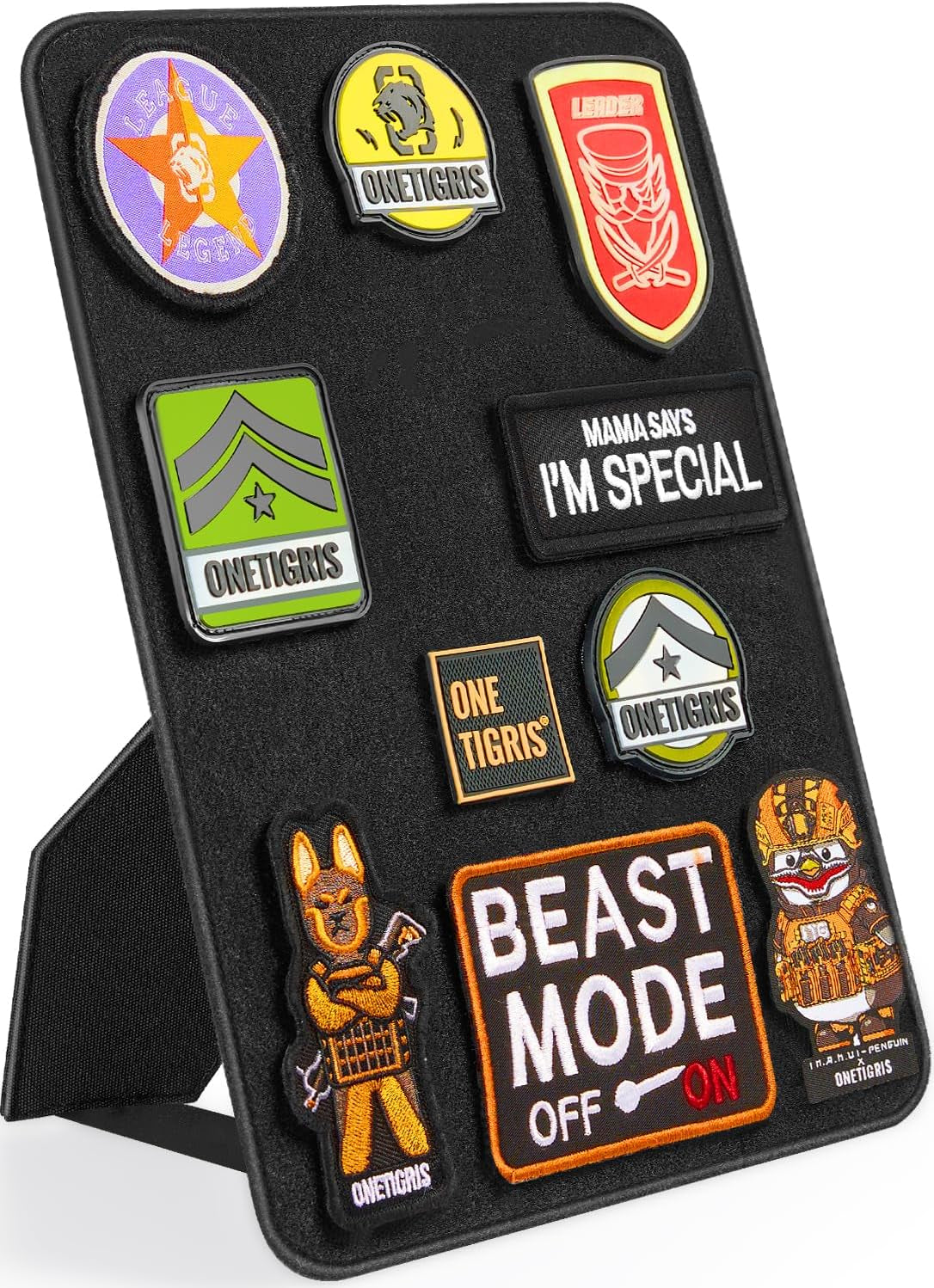 Patch Board, Tactical Patches Display Panel Stand Holder Organizer with Loop Surface for Hook &amp; Loop Patch, Morale Patch, Military Patch Collections(No Patches Included) - Black