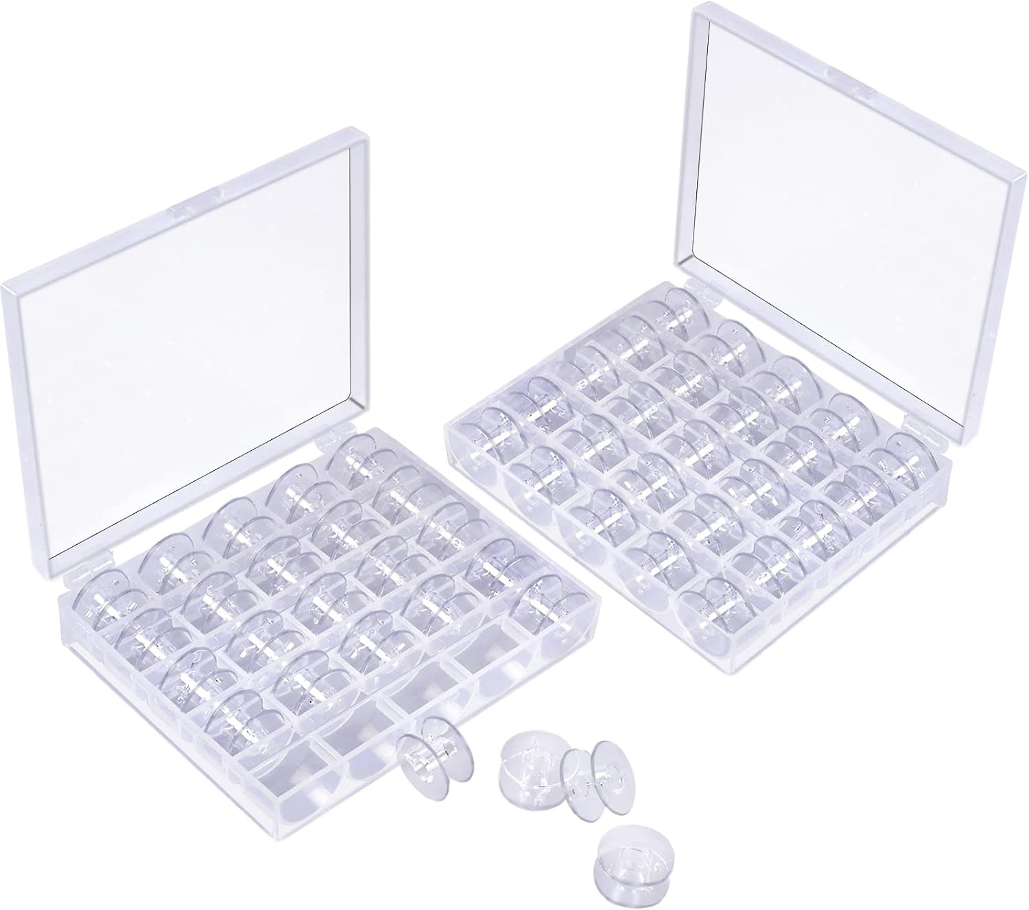 50 Pcs Bobbins, Plastic Bobbins for Sewing Machine, Sewing Bobbins with Bobbin Case, Bobbin for Sin-Ger/Bro-Ther, Bobbins for Singer Sewing Machine