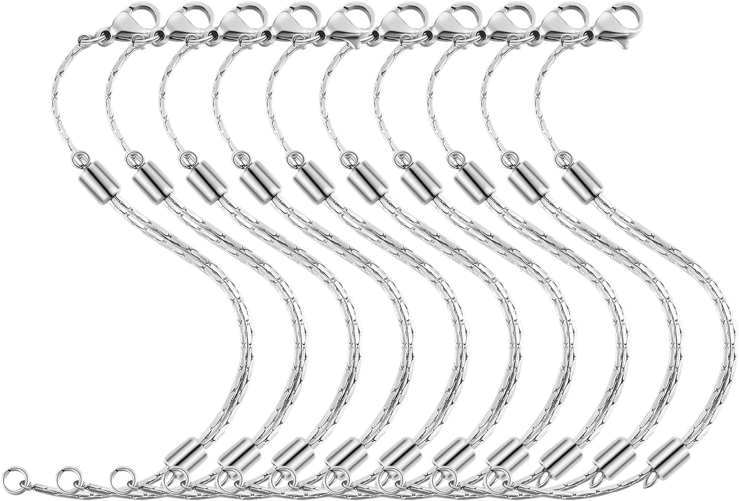 Stainless Steel Necklace Extender Chain Adjustable Silver Necklace Chain Extender with Lobster Clasp for Necklace Bracelet Jewelry Making(5 Pcs)