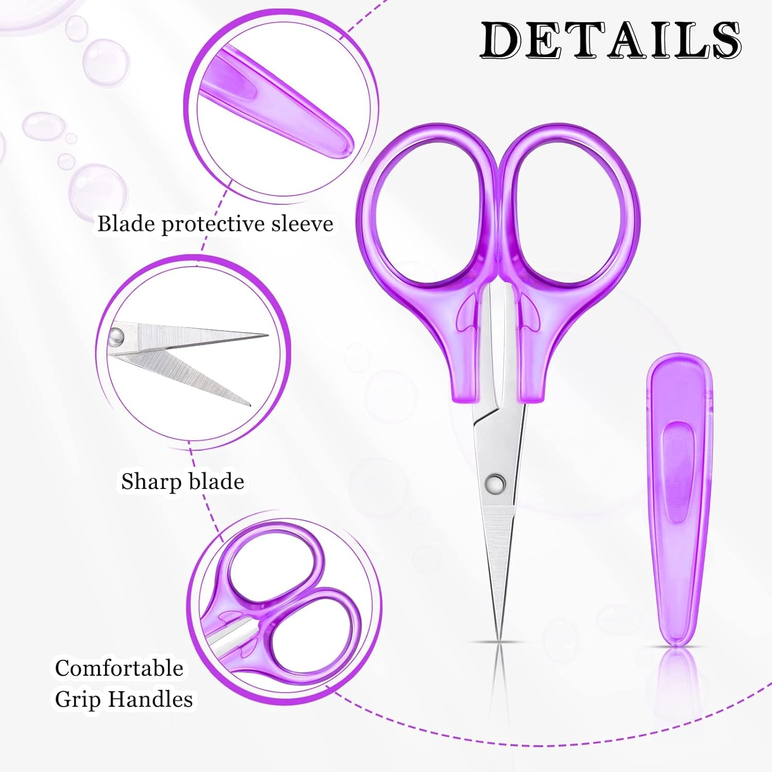 Detail Mini Craft Scissors Set Stainless Steel Scissors with Protective Cover Straight Tip Sewing Small Scissors for Crafting Facial Hair Trimming Travel School DIY Projects (Regular Color, 25 Pcs)