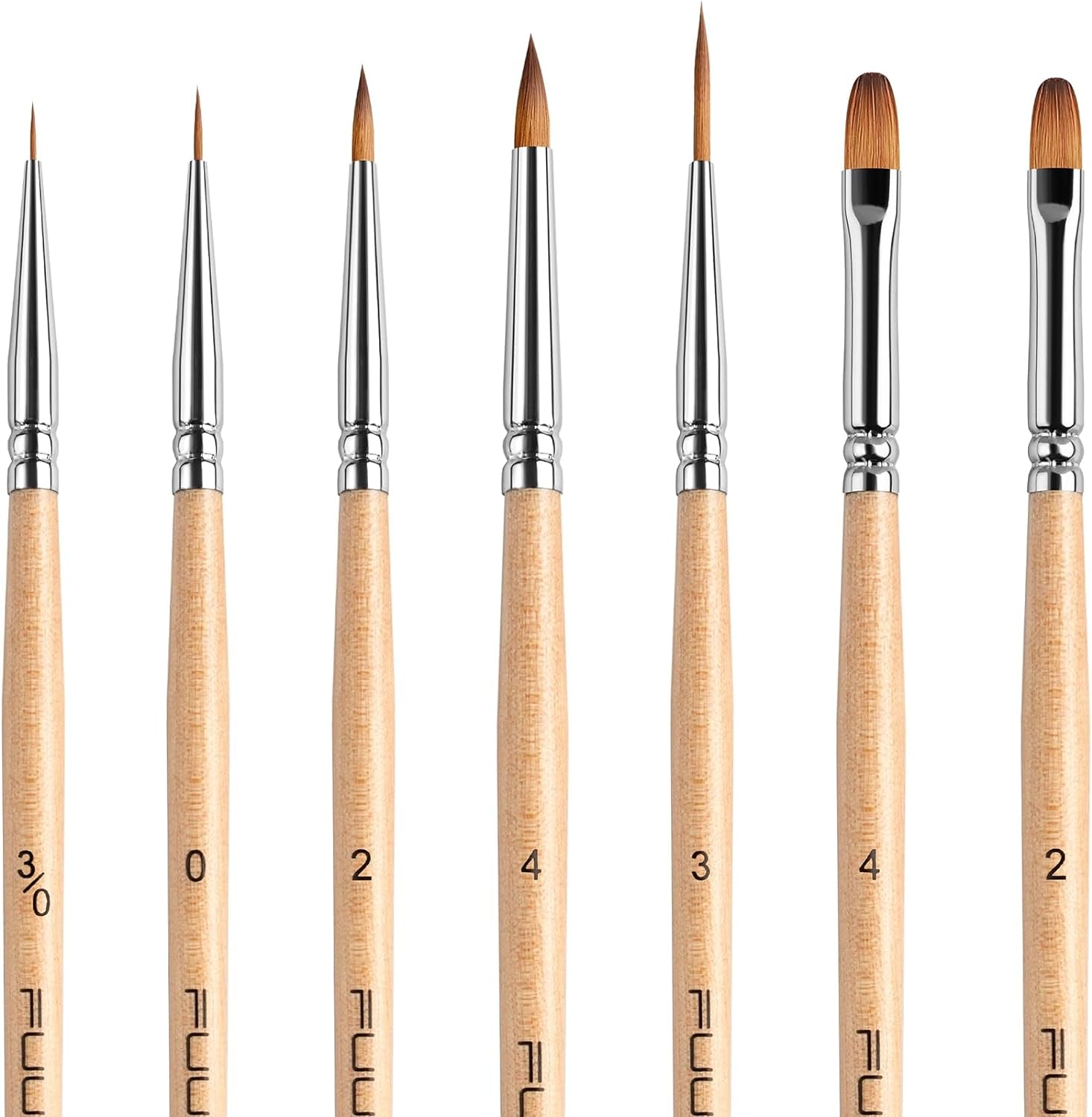 Sable Watercolor Brushes, Professional Watercolor Paint Brushes Set of 7, Soft Kolinsky Sable Hair - Pointed Rounds, Designer, Filbert for Watercolor, Gouache, Inks, Water-Based Oils and Egg Tempra