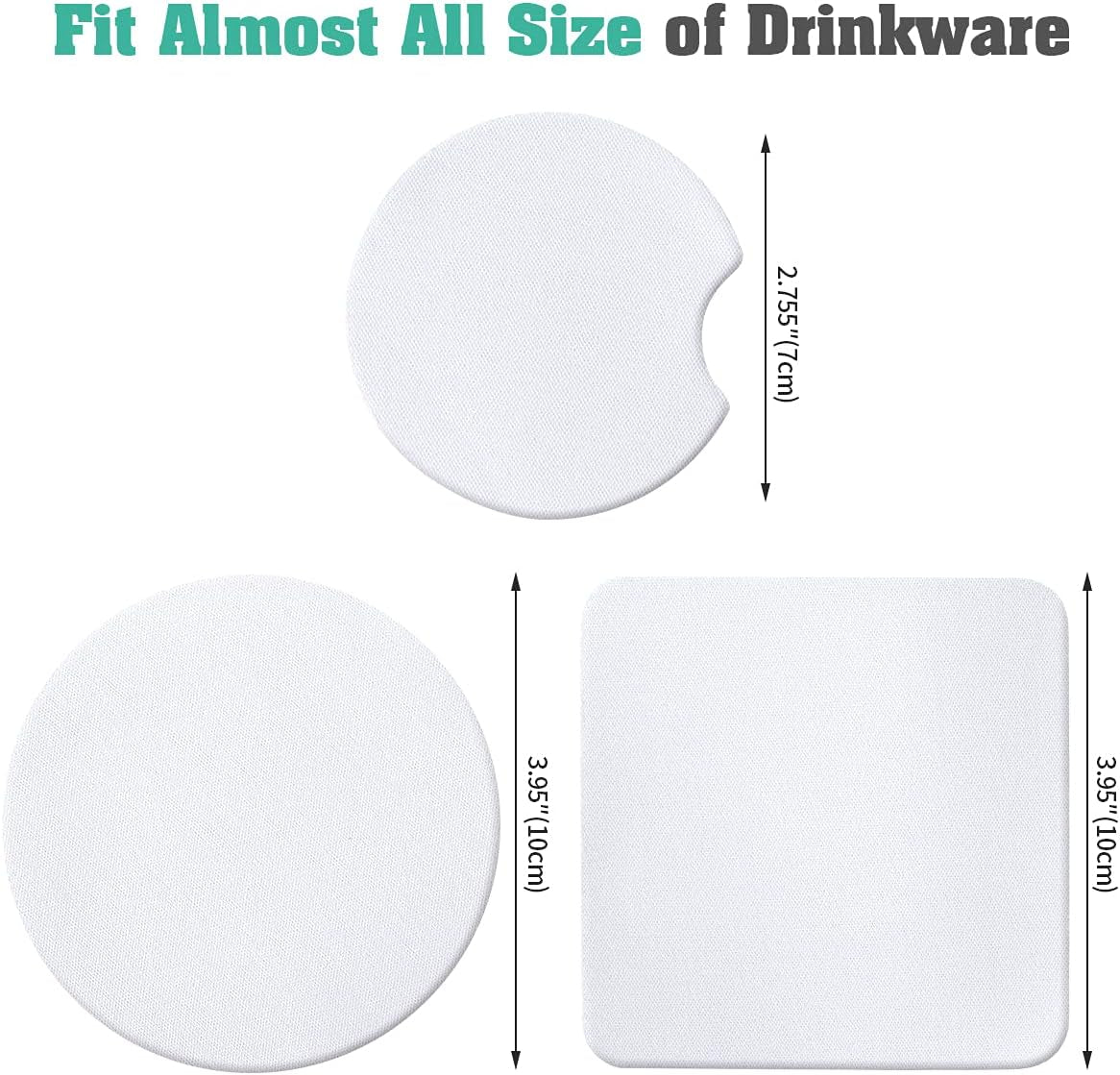 Sublimation Blank Cup Coasters Bulk Square Blank Cup Mat Rubber for Sublimation Transfer Heat Press Printing DIY Crafts 3.93 X 3.93 Inch (50 Pieces)