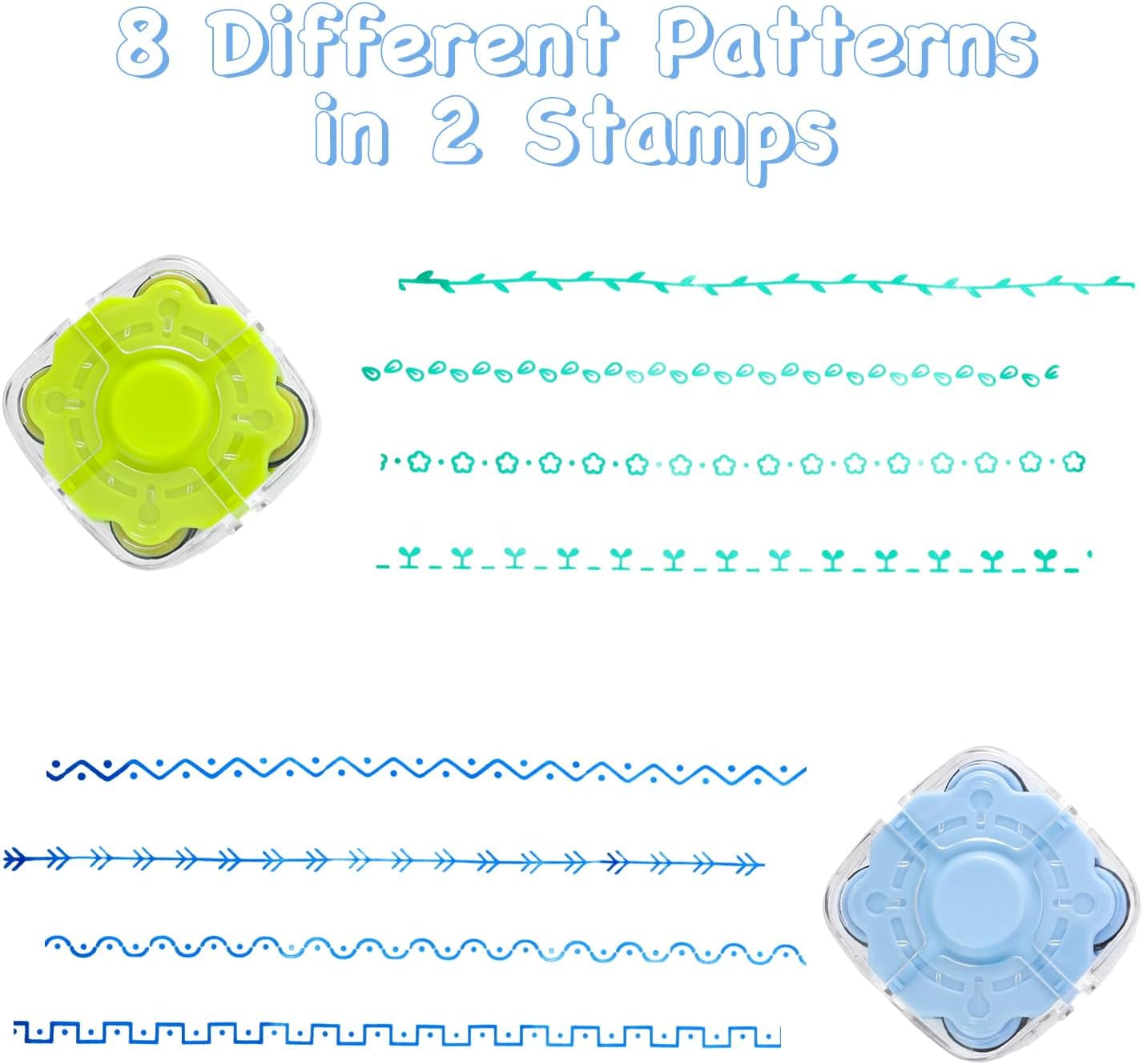 Bullet Journal Roller Stamps, 4 Different Patterns in 1 Craft Stamps for Toddlers, Kids, Planner, Journaling, Card Making, Scrapbook Supplies. Invite Your Creativity&amp;Making It from Drab to Fab
