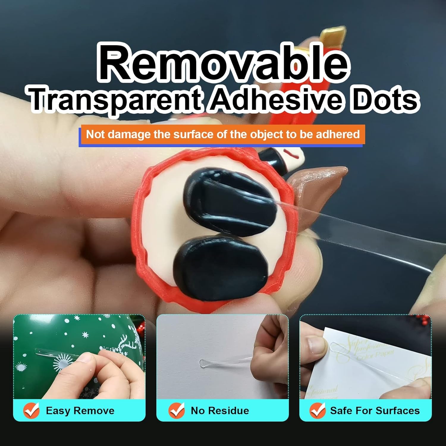 504 Pcs Clear Removable Adhesive Dots, Glue Point Dots for Crafts Balloons Poster, Double Sided Sticky round Dots (0.39 Inch)
