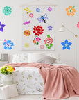16 Pieces Flower Stencil for Painting Bee Sunflower Butterfly Spring Stencil Large Template Reusable Summer Painting Stencil and Metal Open Ring for DIY Craft on Wood Wall Home Decor(5.1 X 5.1 Inch)