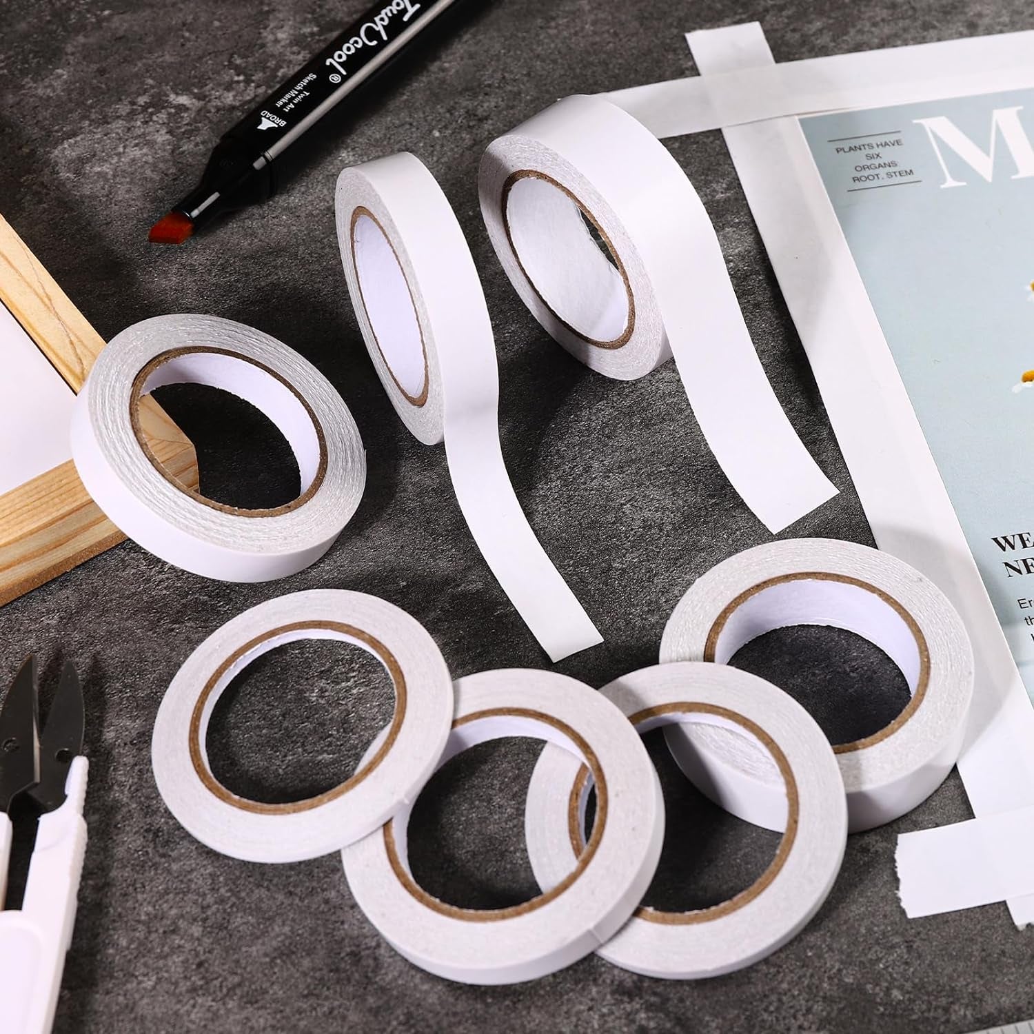 14 Rolls Double Sided Tape for Crafts Scrapbooking Multi-Purpose and Multi-Size Tape for Arts, Photography, Gift Boxes, Card Making, Paper Backing, Office Supplies(3Mm/5Mm/8Mm/10Mm/12Mm/15Mm/18Mm)