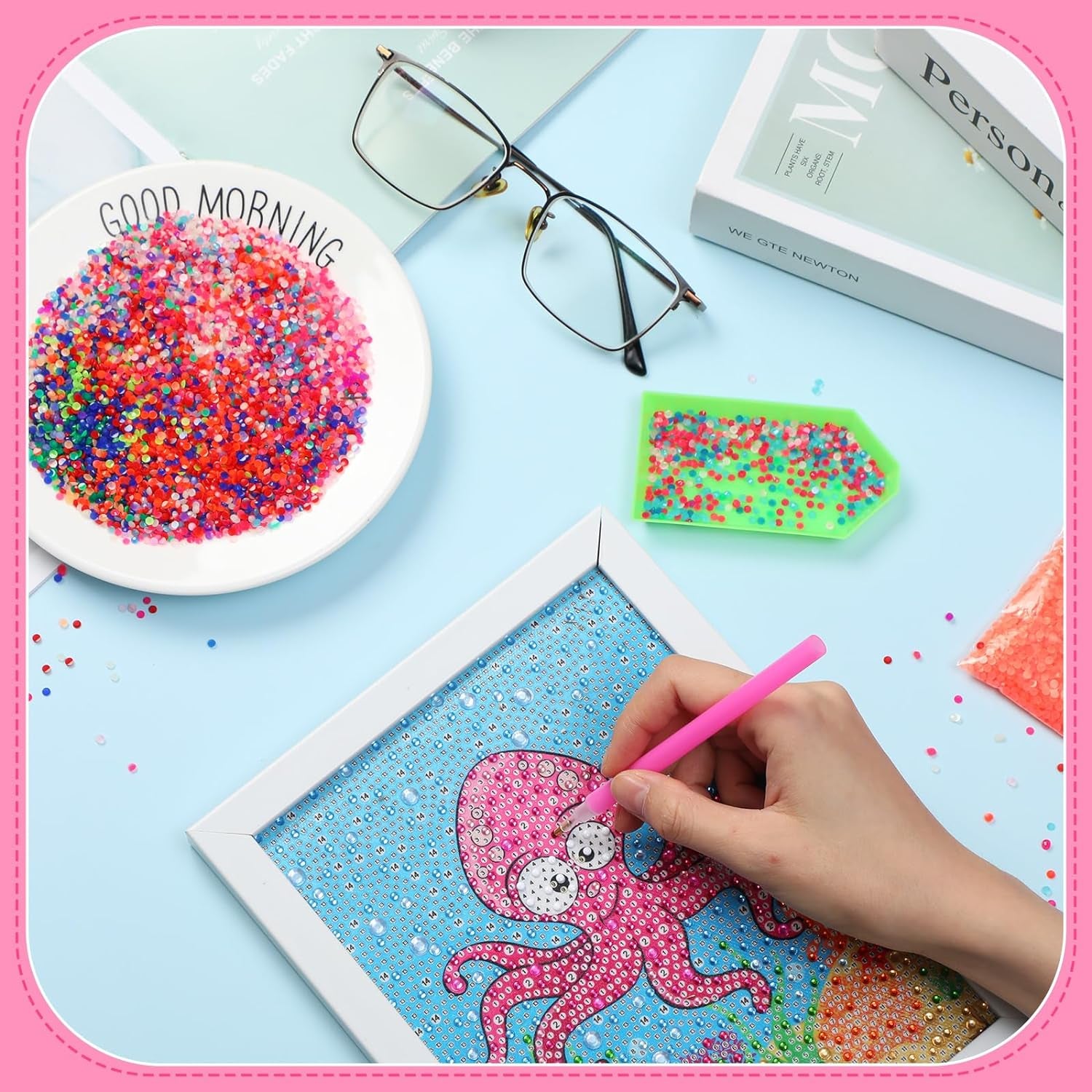 30000 Pcs Glow in the Dark Beads for Diamond Painting 20 Colors Diamond Painting Beads 2.8 Mm Rhinestone Beads Flat Bottom round Resin Diamond Beads for DIY Craft Diamond Painting Accessories