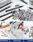 Art Pens, Black Drawing Pens 8 Size Ink Pens Set for Artist Writing, Sketching, Manga, Anime