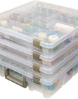 9007AB Super Satchel with Removable Dividers, Portable Art & Craft Organizer with Handle, [1] Plastic Storage Case, Clear