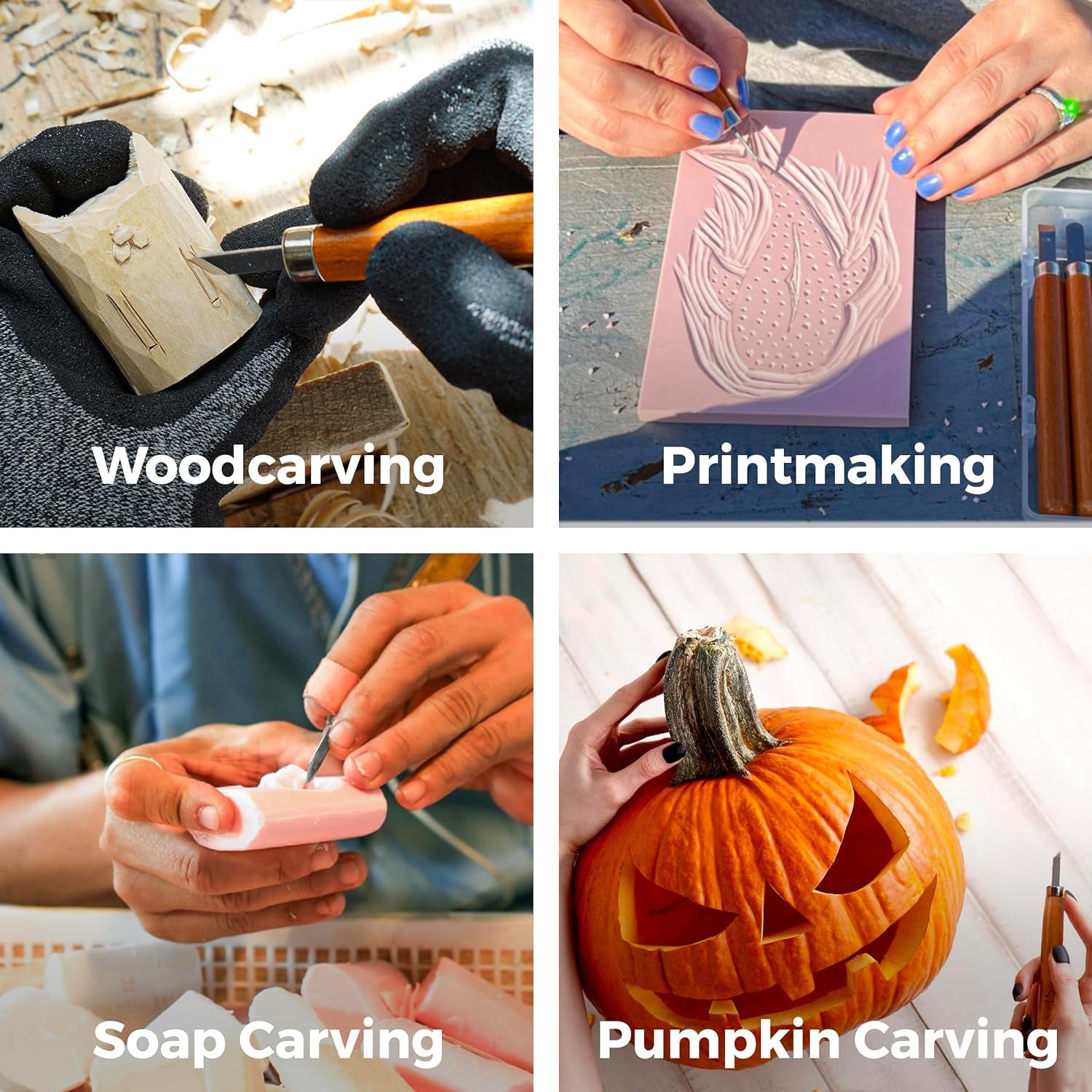 Beginner Friendly Wood Carving Tools, Razor Sharp Detail Wood Carving Kit, DIY Wood Carving Set with Learning Videos, Linoleum Carving Tools, 15Pc Precision Japanese Pen Chisel Set from