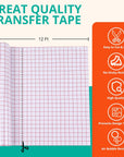 Vinyl Transfer Tape, Medium Tack, Red Grid, 12" X 12 FT, for Cricut Signs, Stickers, Decals, Walls, Doors & Windows
