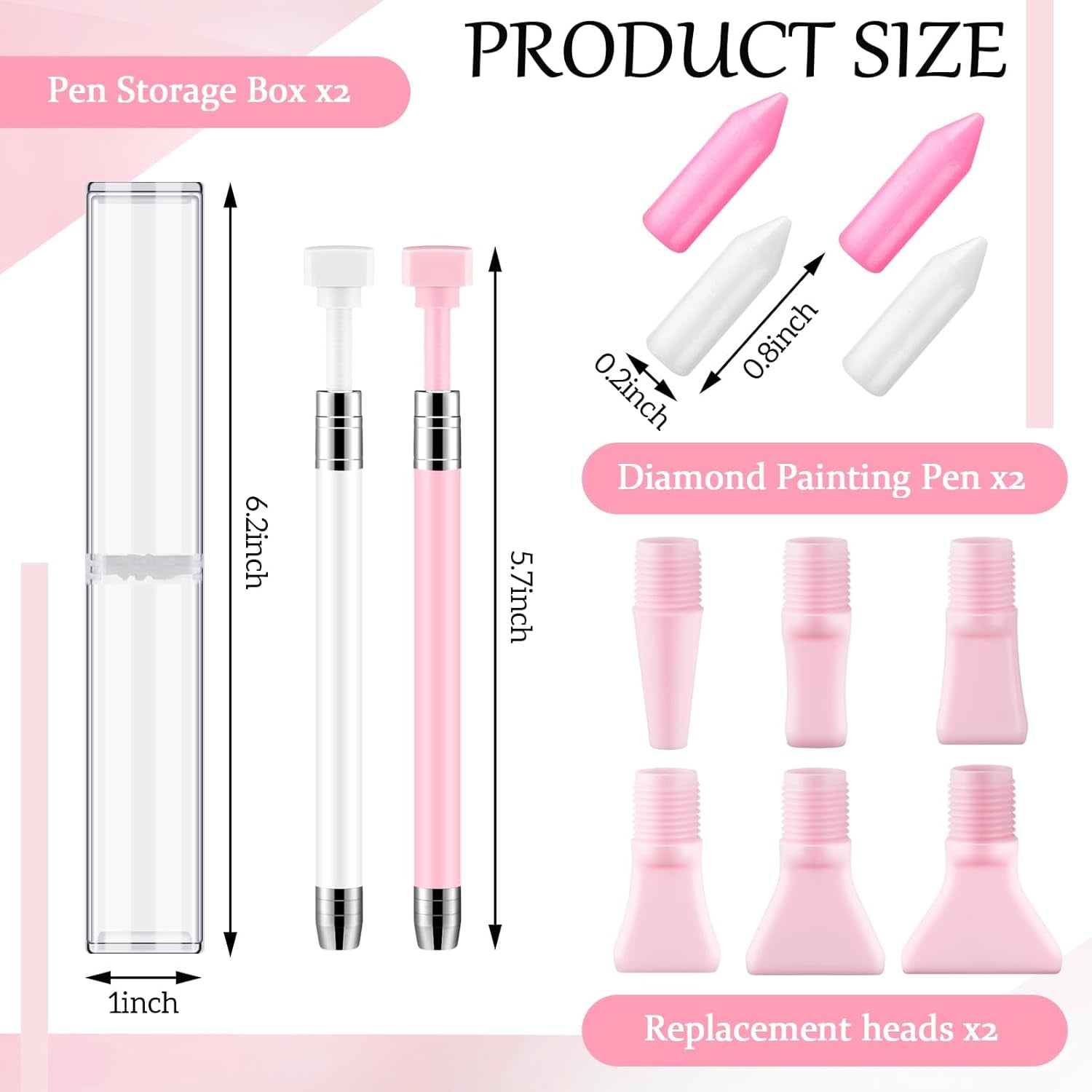 2 Pcs Diamond Painting Pen with 40 Pcs Diamond Painting Wax Diamond Painting Pen Replacement Wax Glue Diamond Art Accessories Tool Quickly Pick up Beads Gems for DIY Painting (Multiple Heads)