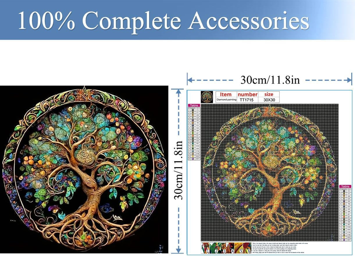 DIY 5D Diamond Painting Kits for Adults Diamond Art Tree of Life Diamond Painting Full Drill Crystal Rhinestone Embroidery Craft Kits for Home Wall Decor Gifts, 12X12Inch