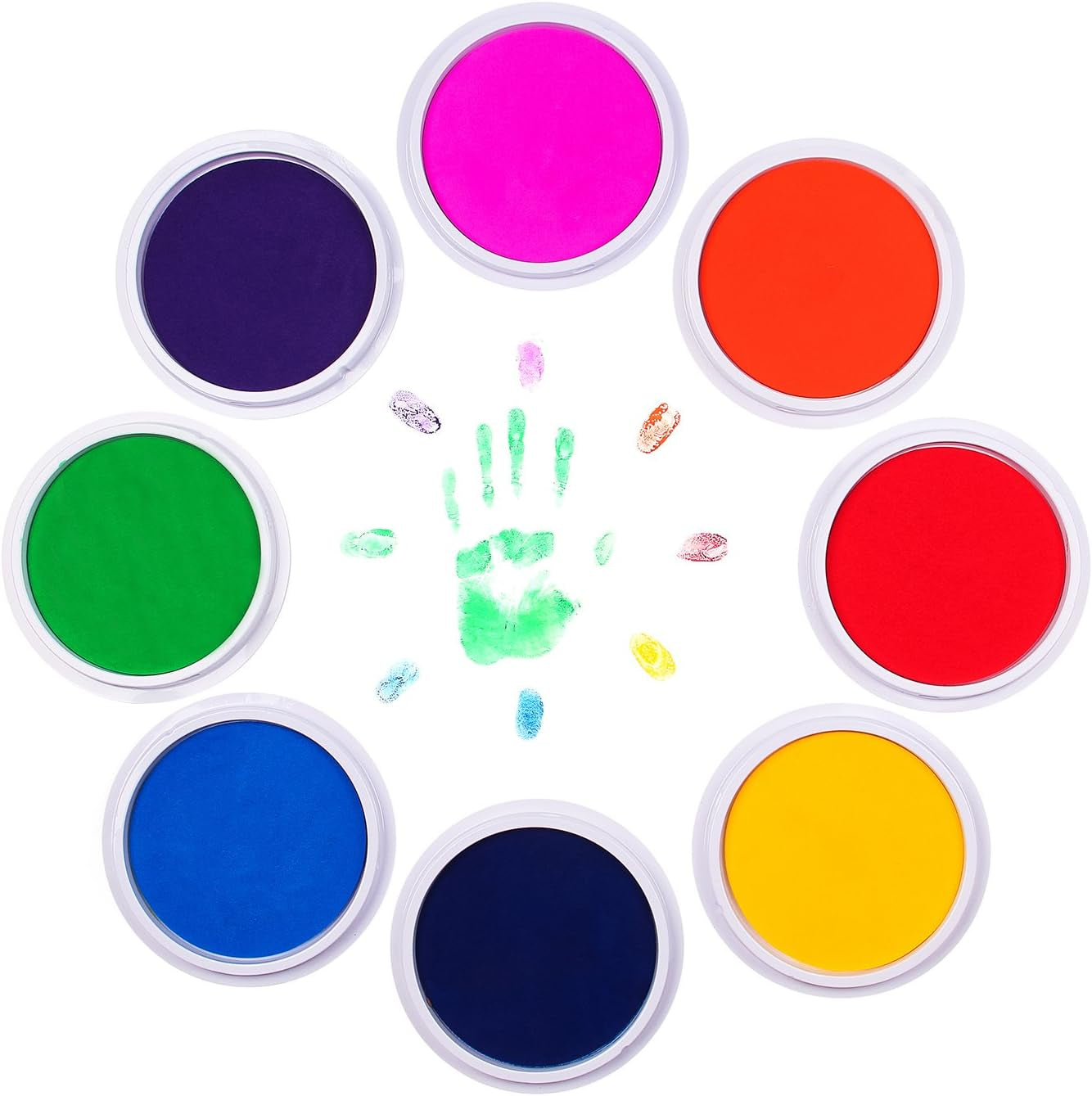 Craft Large Ink Pad Stamps Partner DIY Color,8 Colors Rainbow Finger Ink Pad for Kids (Pack of 8)