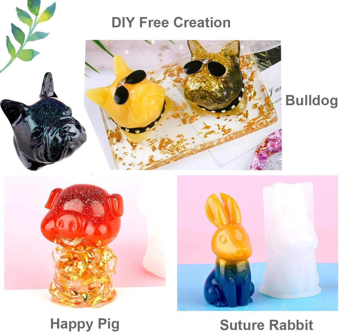 20Pcs 3D Animal Resin Molds Tools Set Includes 8 Resin Casting Molds Large Clear Epoxy Silicone Molds 2 Measurement Cup 10 Wood Sticks for Resin Craft DIY