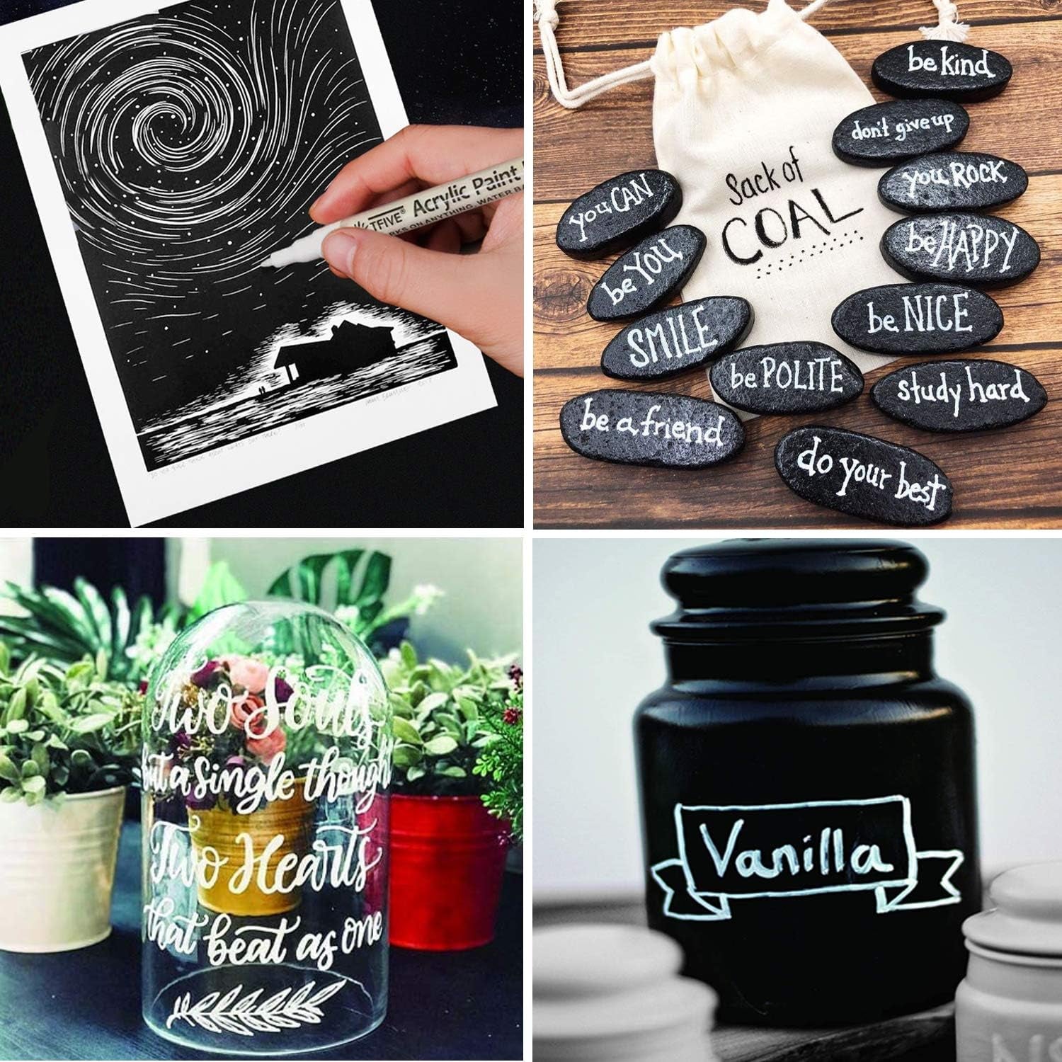 Paint Marker Paint Pens - 5 Colors Acrylic Permanent Marker, 0.7Mm Extra Fine Tip Paint Pen for Art Projects, Drawing, Rock Painting, Ceramic, Glass, Wood, Plastic, Metal, Canvas DIY Crafts