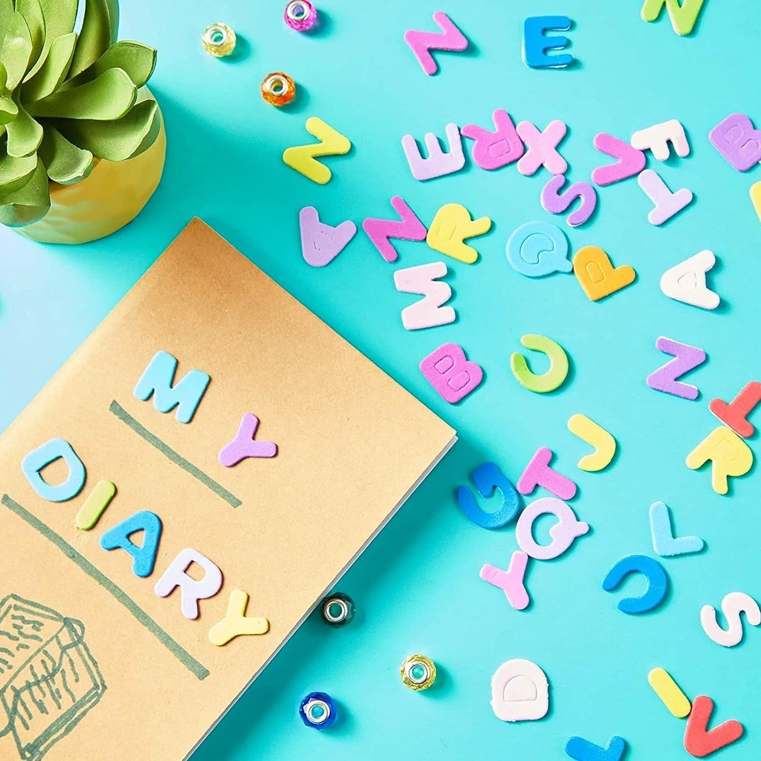 1560-Pieces Foam Letter Stickers for Crafts, 60 Sets of Self-Adhesive A-Z Alphabet Letters (12 Colors, 0.87 In)