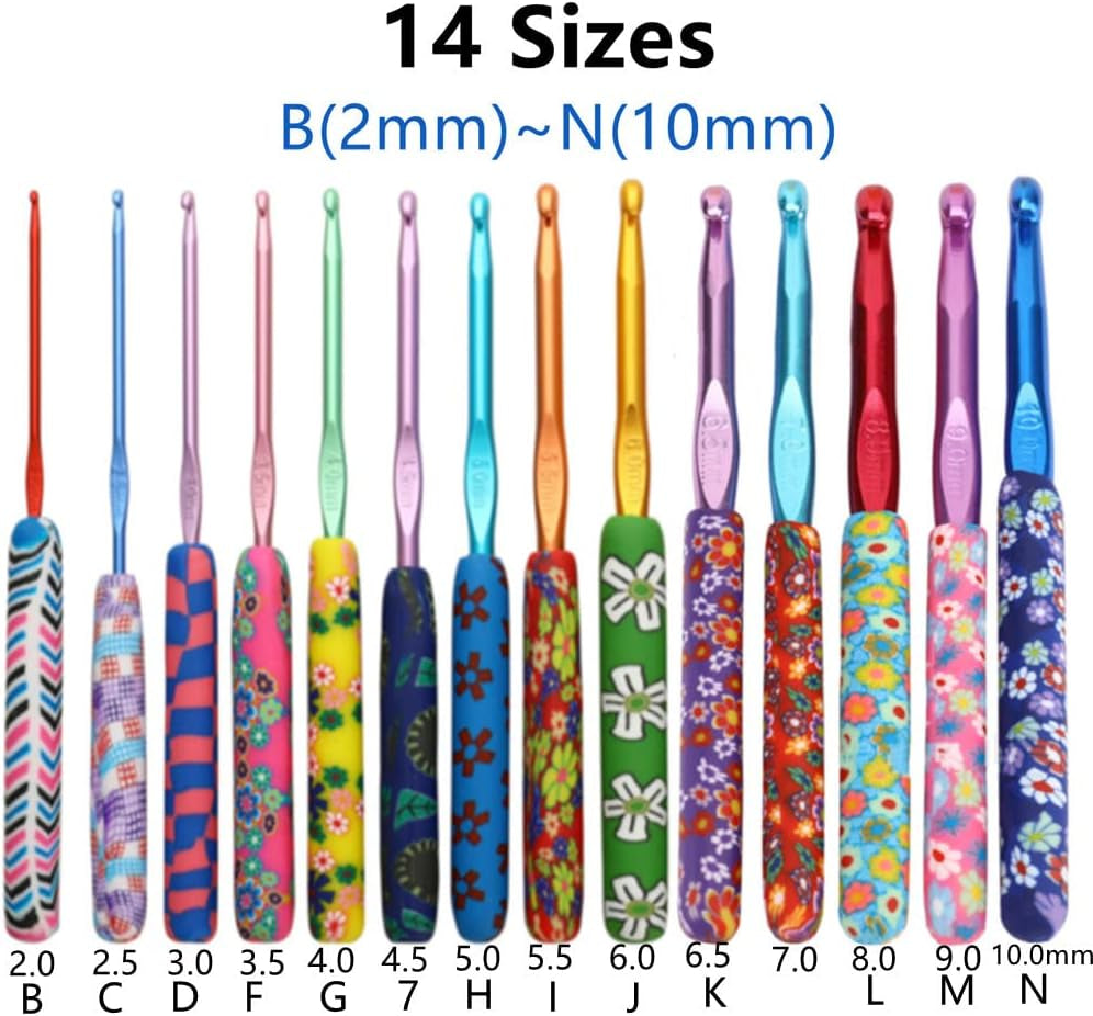 31Pcs Crochet Hooks Set,14 Sizes Crochet Hooks for Crocheting,Extra Long Crochet Needles 2Mm(B)-10Mm(N)