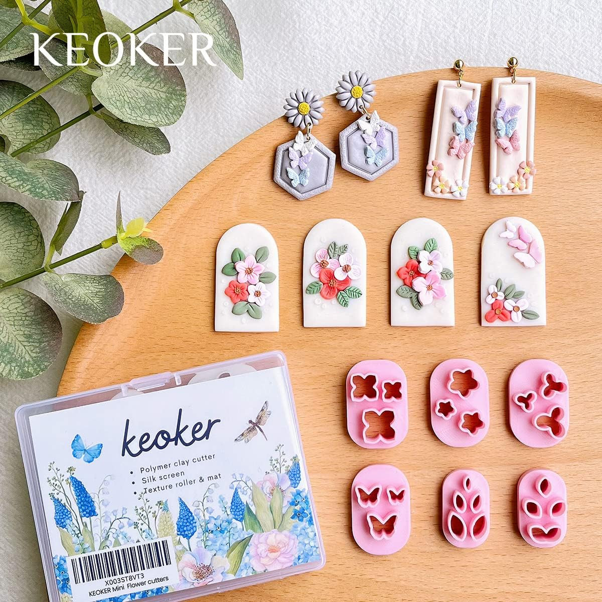Polymer Clay Cutters - Mini Clay Cutters for Polymer Clay Earrings Making, 6 Shapes Floral & Leaf & Butterfly Micro Clay Cutters, Clay Cutters for Polymer Clay Jewelry