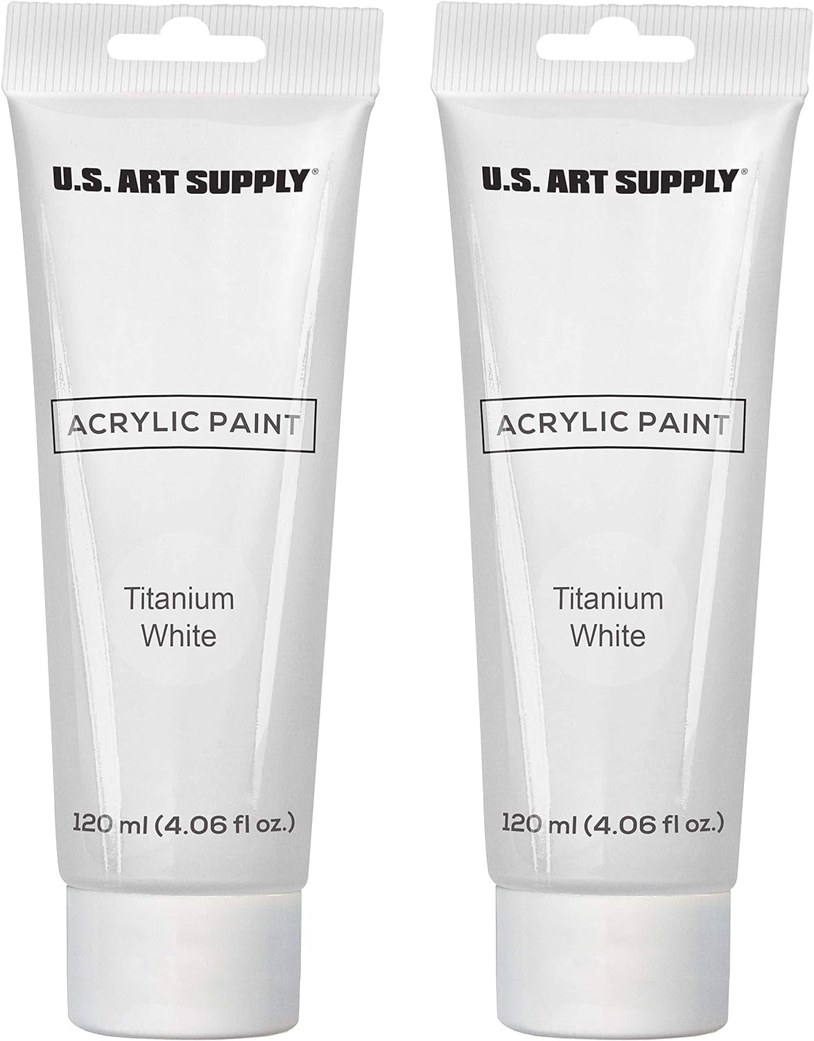 Artists Acrylic Color Paint, Titanium White, 2 Extra-Large 120Ml Tubes - Professional Grade, Excellent Tinting Strength, Mixable - Portrait Painting, Canvas, Wood - Student, Beginner