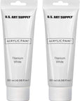 Artists Acrylic Color Paint, Titanium White, 2 Extra-Large 120Ml Tubes - Professional Grade, Excellent Tinting Strength, Mixable - Portrait Painting, Canvas, Wood - Student, Beginner