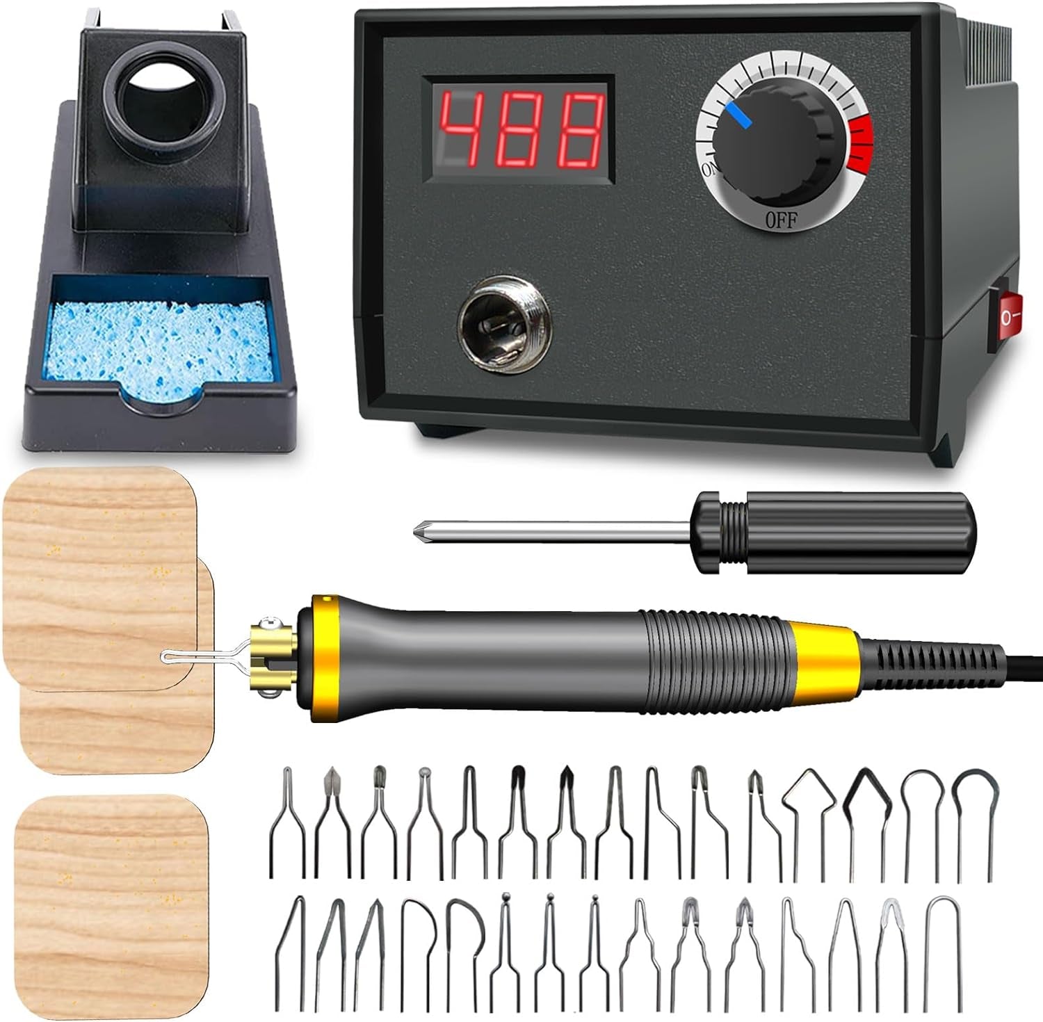 Wood Burning Tool,Wood Burning Kit Pen 25~750℃,Professional Wood Burning Kit,With Digital Thermometer Temperature Adjustable Temperature,1 Wood Burning Pens, 30 Wood Burning Pen Tips