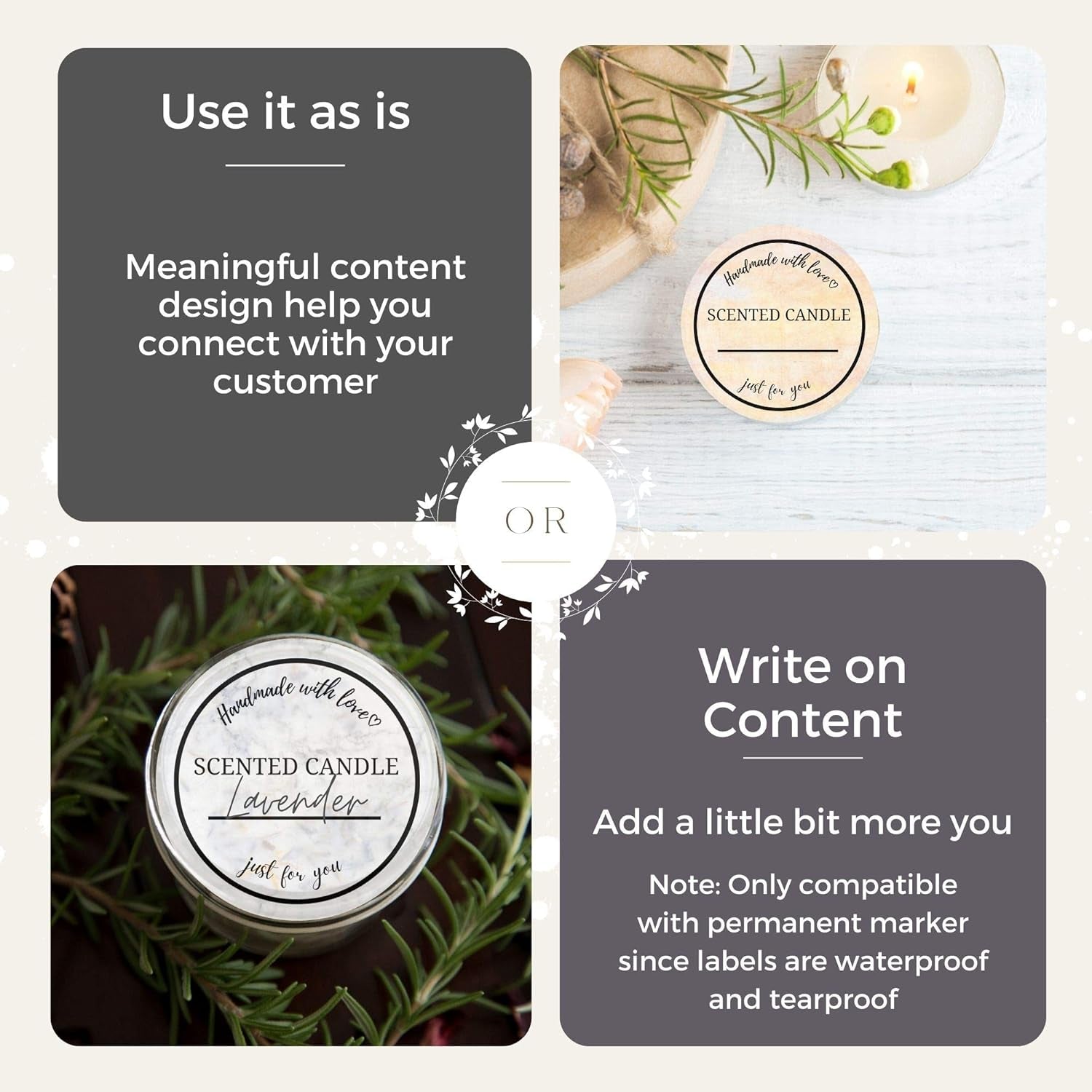 Candle Label Roll | 2 Inch I 300Pcs Waterproof Labels for Candle Making Supplies, Candle Tins, Candle Container, Candle Jars with Lids, Candle Boxes Packaging