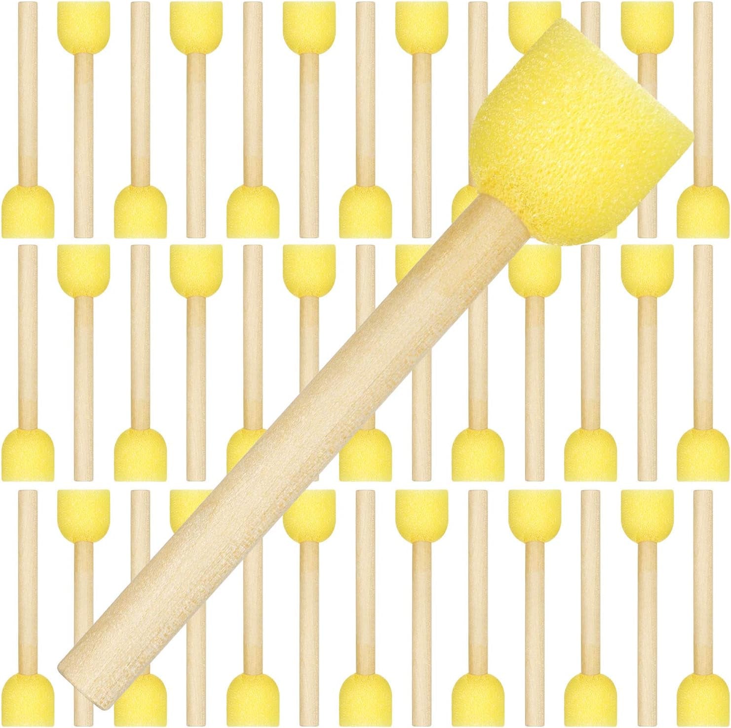 40 Pieces round Sponge Foam Brush Set Paint Sponge Brush Wooden Handle Foam Brush Sponge Painting Tools for Kids Painting Crafts (0.8 Inch)