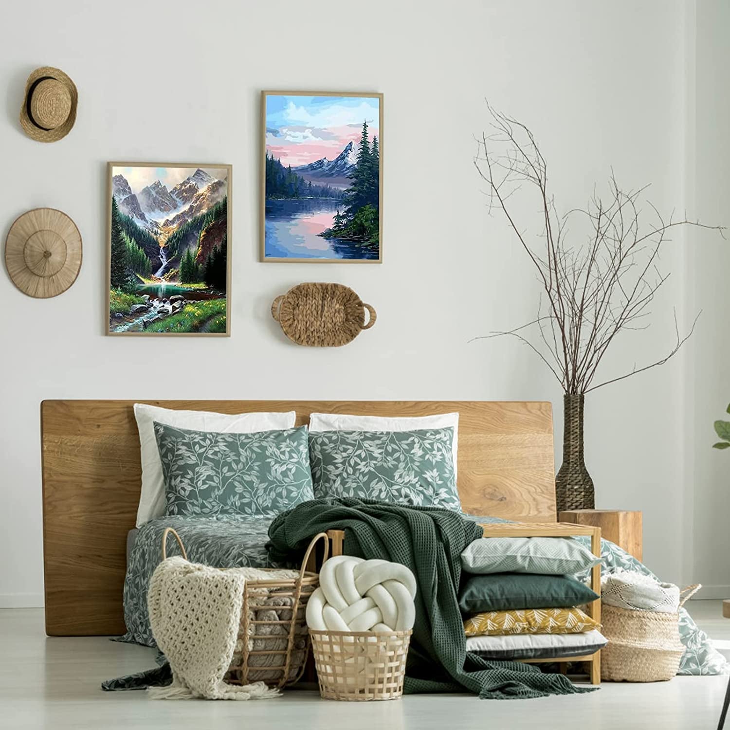 Paint by Numbers Kit for Adults Kids - Crafts DIY Paint by Numbers Kits for Beginners - Color by Numbers Pack on Canvas Painting Kit - Acrylic Paint on Mountains Lake