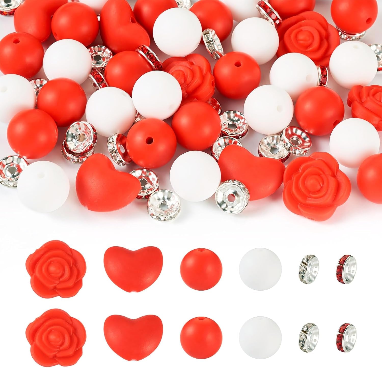 65Pcs Daisy Flower Silicone Focal Beads Yellow Silicone Rubber Beads Summer Focal Bracelet Beads Glass Rhinestone Beads for Necklace Spring’S Festival Jewelry Making
