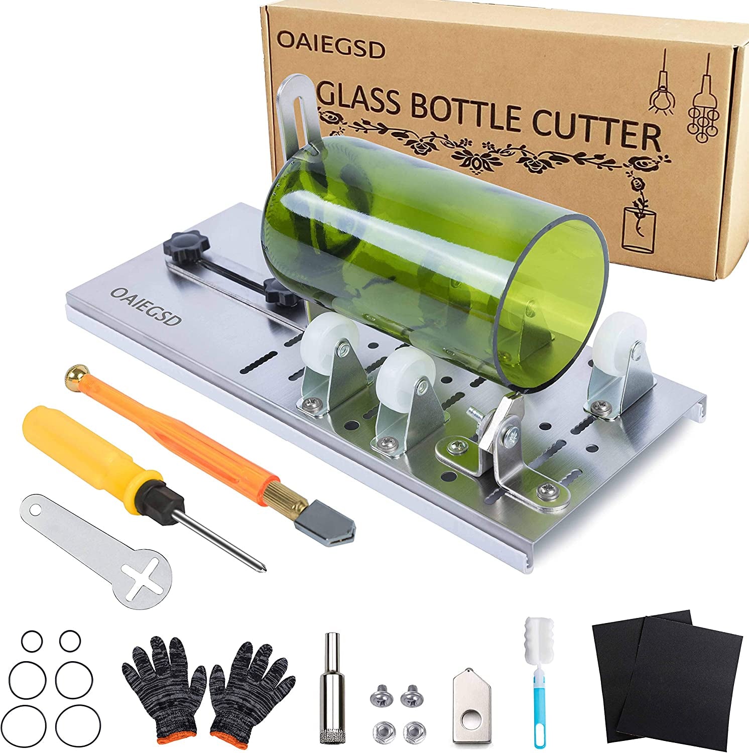 Glass Bottle Cutter, Glass Cutter for Bottles for Cutting Wine, Beer, Mason Jars, Whiskey, round and Oval Bottles, Bottle Cutter &amp; Glass Cutter Bundle for DIY Project Crafts