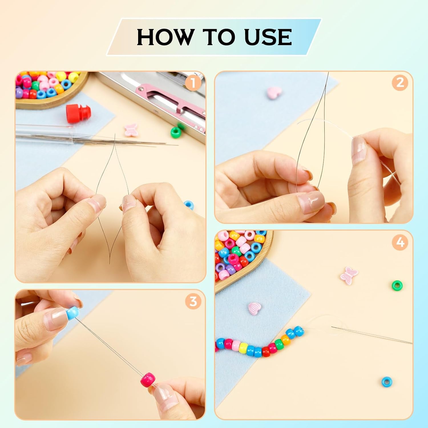 21 Pieces Beading Needles Set, 6 Sizes Seed Beads Needles Big Eye Beading Needles Collapsible Beading Needles Set for Jewelry Making