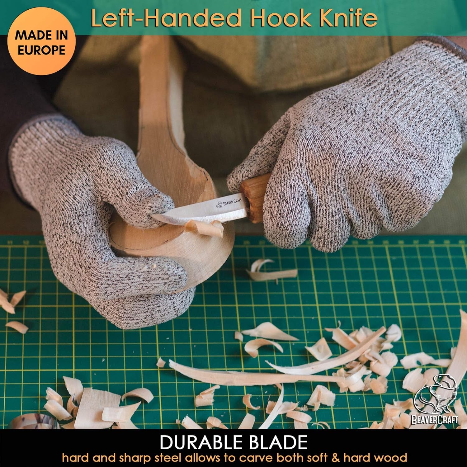 S01L Wood Spoon Carving Knives Set Spoon Making Tools Kit Whittling Knife Hook Knife Left-Handed Bowl Cup Kuksa for Beginners Woodworking Professional Left Handed Wood Carving Kit