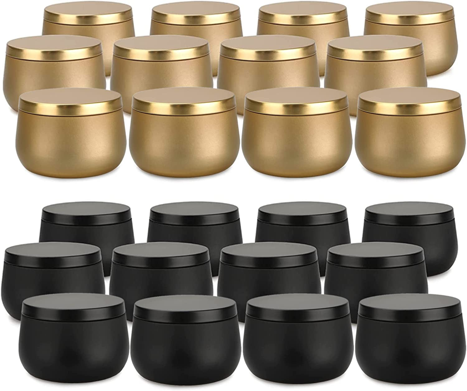 8Oz Candle Tins 24 Pieces,Candle Jars Candle Containers with Lids, 8 Oz, for Candles Making, Arts &amp; Crafts, Storage, and Gifts (Black 12Pcs+Gold 12PCS)