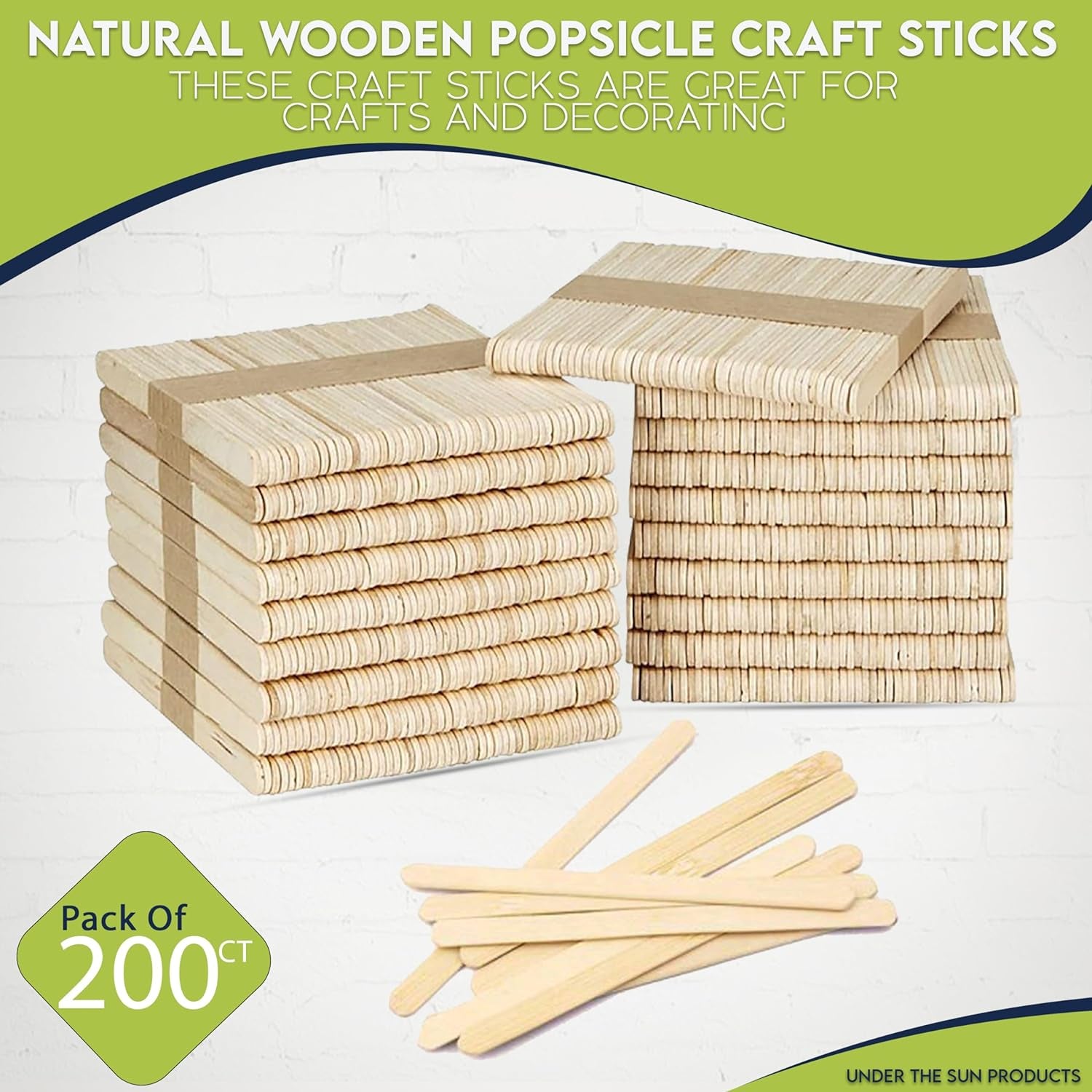 4.5" Natural Wooden Popsicle Craft Sticks - Package of 200Ct (Traditional Plain - 4.5")