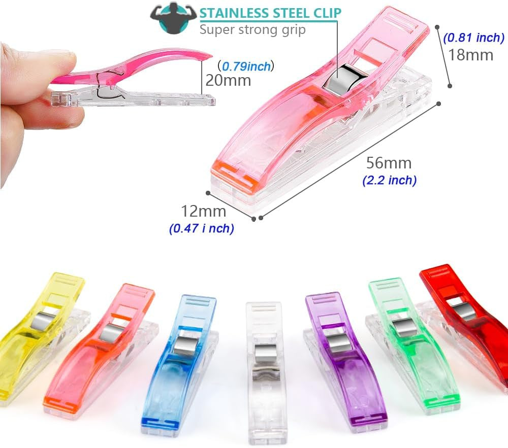 Large Sewing Clips Fabric Clips 50PCS Jumbo Quilt Clips for Quilting Assorted Colors, Multipurpose Plastic Clips Craft Clips Sewing Supplies Quilting Accessories Crafting Tools