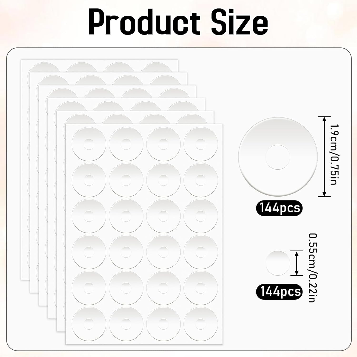 144Pcs Non-Slip Silicone Grips for Quilt Templates, Non-Slip Adhesive Rings, Quilting Rulers Sewing Rulers, Non-Slip Ruler Grip Rings, Adhesive Backing Rings Grips for Sewing Rulers