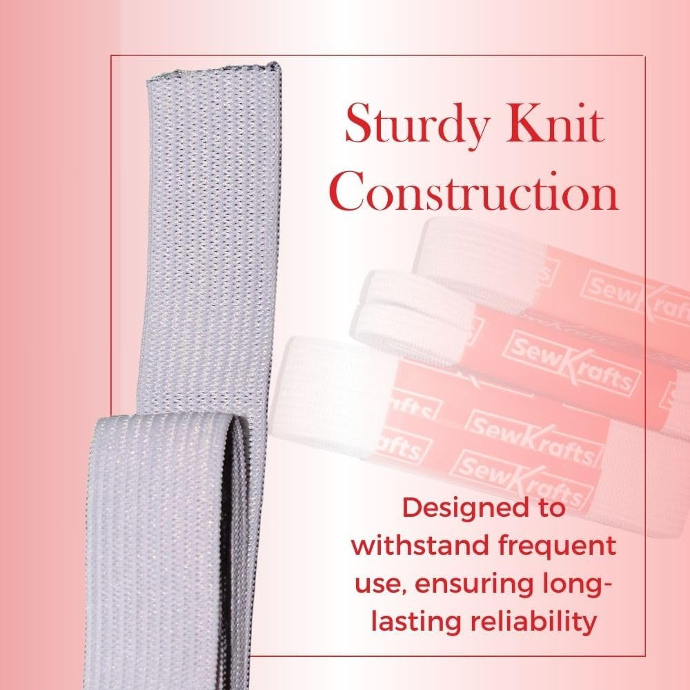 Knit Elastic - 3 Pack - 1/4&quot; X 90&quot;, 1/2&quot; X 45&quot; and 3/4&quot; X 36&quot;, Elastic for Sewing, White Elastic Bands for DIY Projects, Used on Waistbands, Sleeves, Necklines, Skirts, Swimwear, Leg Bands