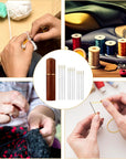 12Pcs Self Threading Needles, 3 Sizes Top Hanging Needles Embroidery Blind Needles Kit with Sandalwood Needle Box Hand Yarn Knitting Stitching Needles for DIY Embroidery Mending Sewing Projects (Gold)