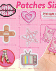 Embroidered Preppy Iron on Patches: 35PCS Pink Embroidery Sew on Applique Patch for Clothing