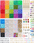 7870Pcs Clay Beads Bracelet Making Kit, 40 Colors Polymer Clay Beads Heishi Flat Beads Kit with Preppy Beads Letter Beads for Crafts Jewelry Making