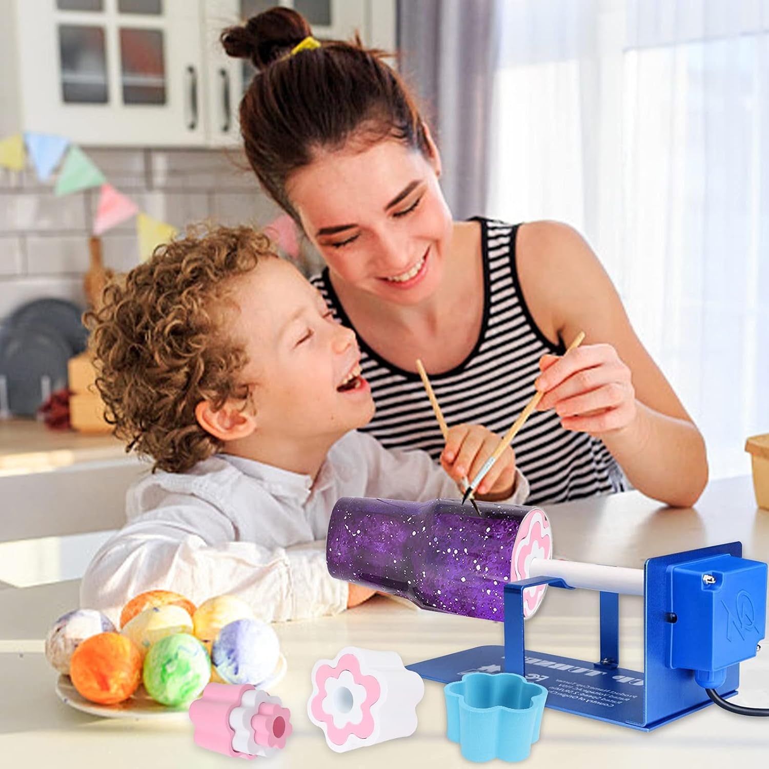 30 Pcs Cup Turner Foam Set-5 Sizes Cup Turner Inserts Expandable Spinner Sponge Cup Turner Accessories for Tumblers, Cola Shaped Water Bottles(1.57/2.44/2.83/3.18/3.74 Inch Diameter, 6 Colors) (B)