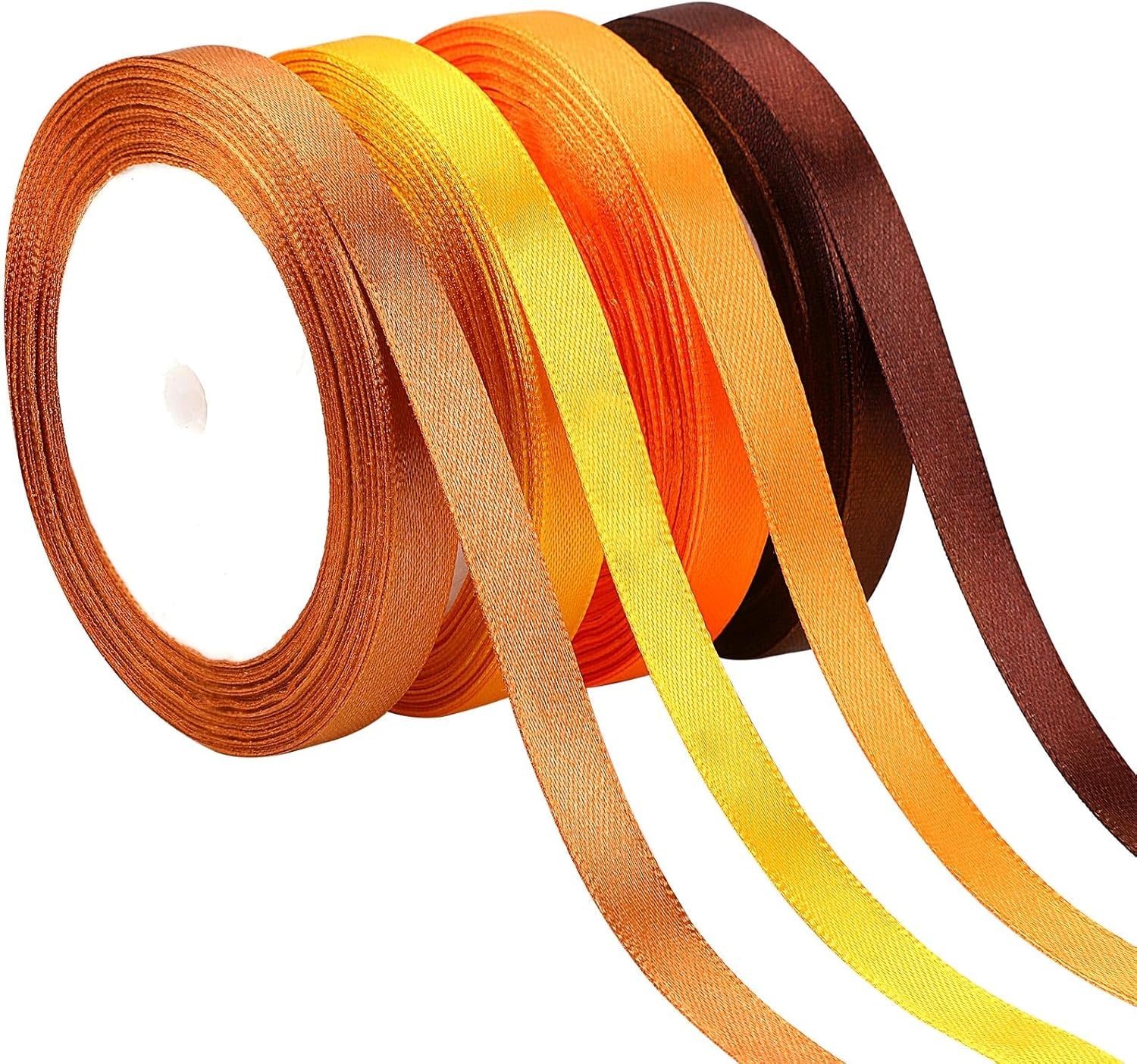 4 Rolls 100 Yards Christmas Ribbons 1Inch Wide Holiday Satin Ribbons Fabric for Gift Wrapping and DIY Craft, Red &amp; Green &amp; Gold &amp;White