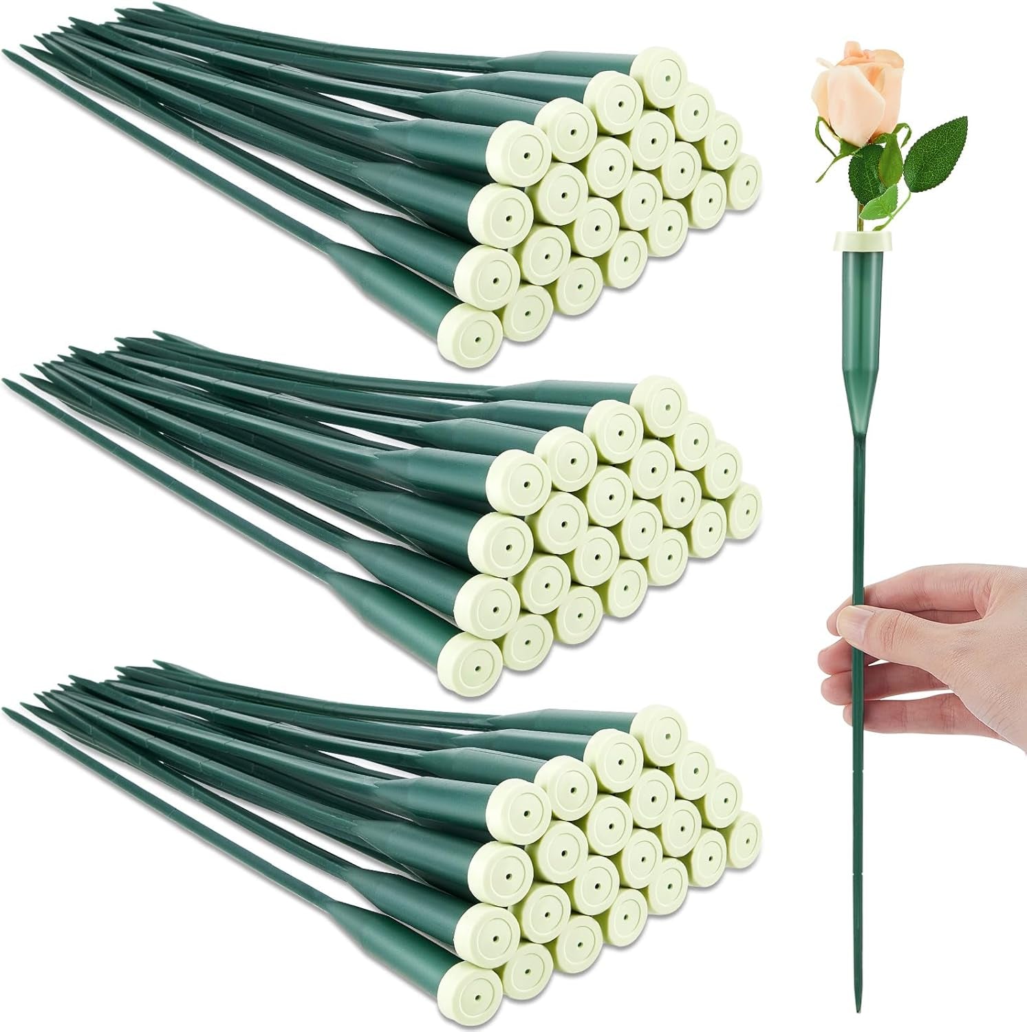 90 Pcs 6 Inch Floral Water Tubes Green Floral Tubes Plastic Flower Tubes Supplies for Fresh Flowers with Rubber Cap for Flower Stem Arrangements Florist Supplies