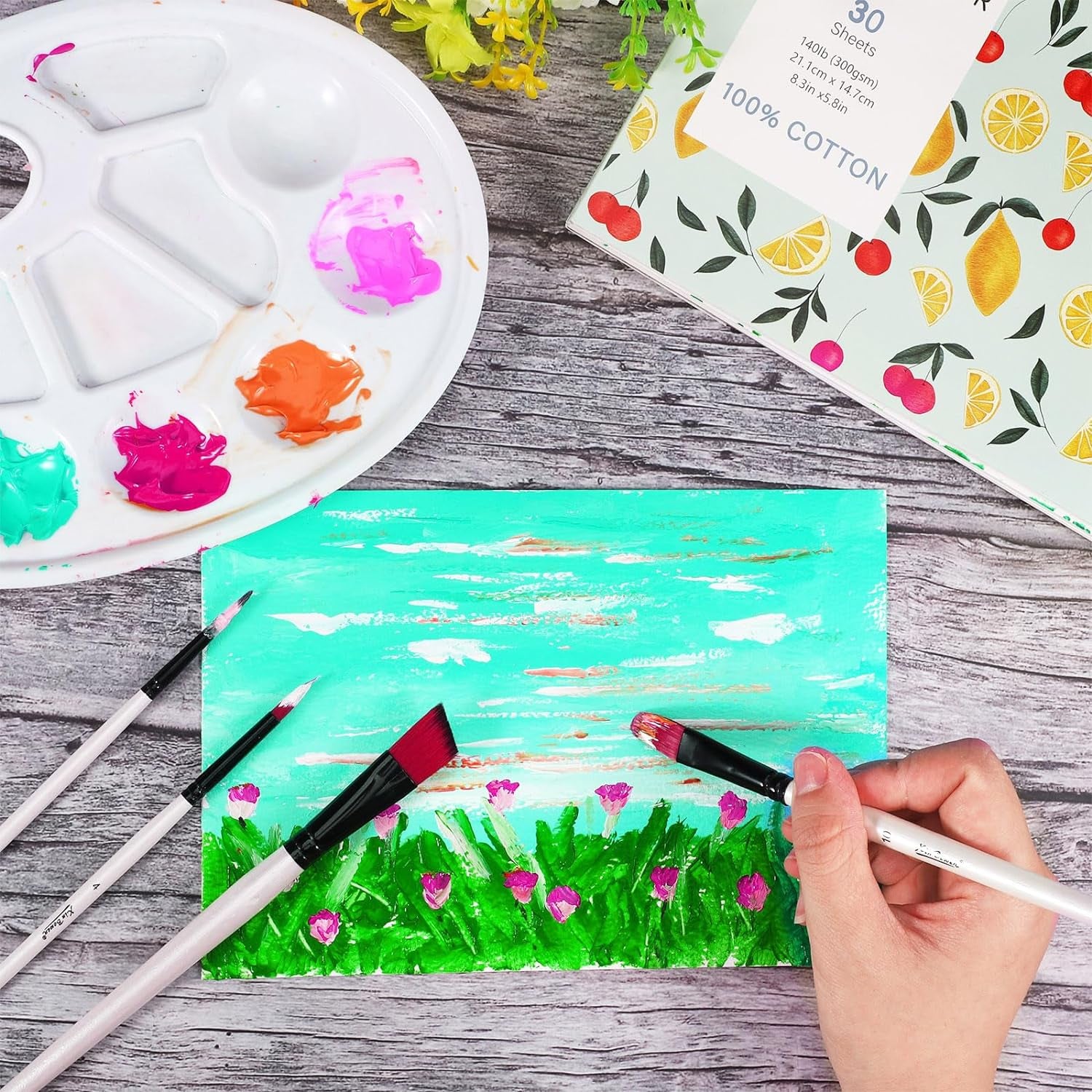 30 Sheets Watercolor Paper Pad, A5 (8.3 X 5.8") Cold Press Watercolor Paper, 140 Lb/300 GSM Tearable Water Color Pad for Art Painting, Drawing, Mixed Media