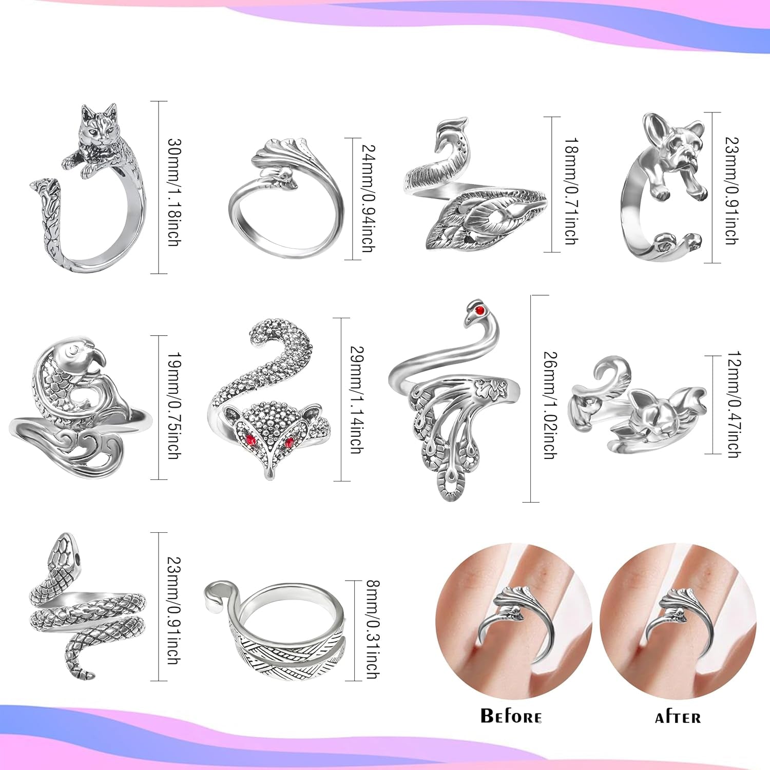 10 Pcs Crochet Rings Crochet Tension Rings for Finger Crocheting Knitting Adjustable Yarn Rings and 10 Pcs Stitch Marks with Plastic Box for DIY Craft