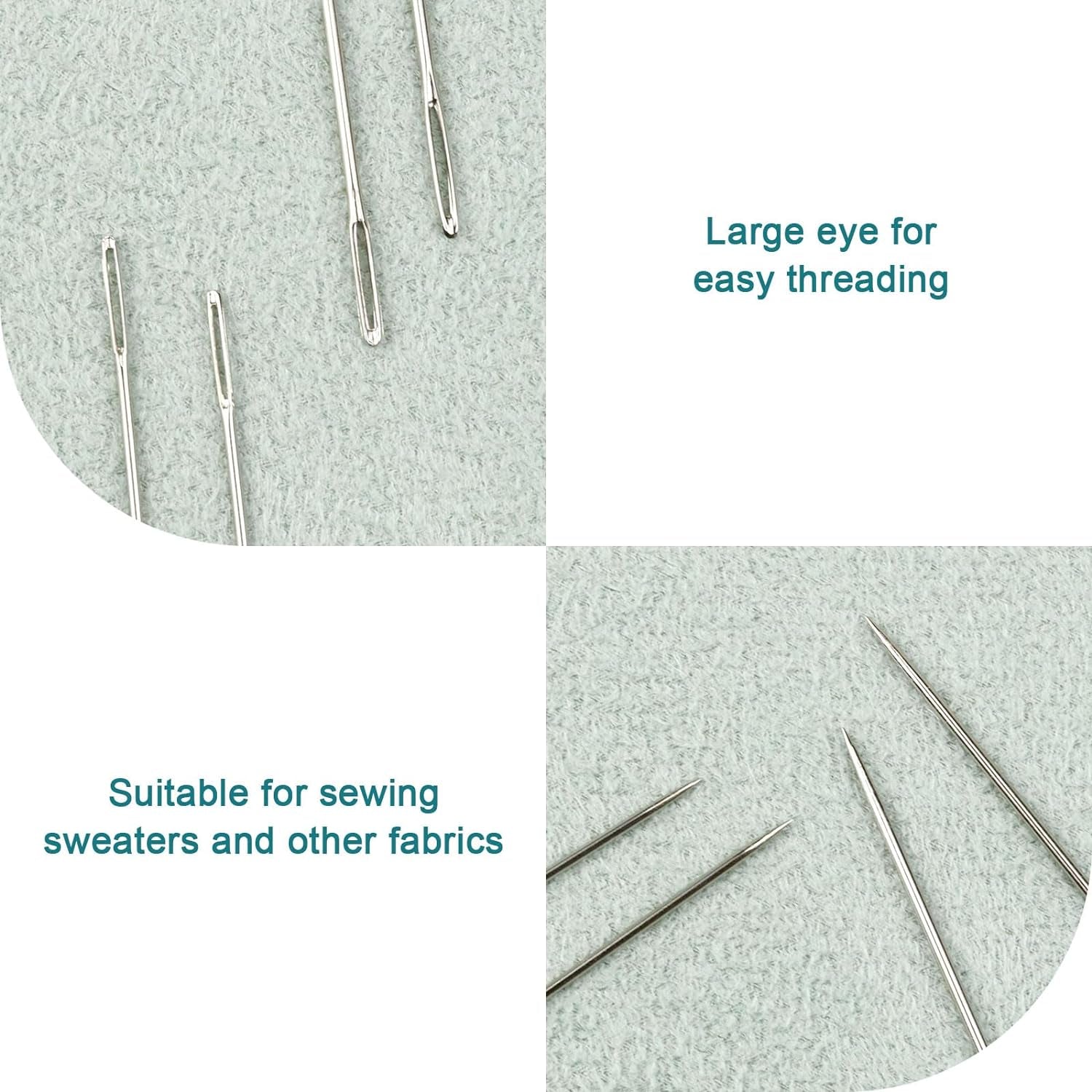 80/40 PCS Large Eye Sewing Needles, 7 Sizes Sewing Sharp Needles, Leather Needle Embroidery Thread Needle, Stainless Steel Yarn Knitting Needles with Threaders for Handsewing Art Crafts CJ