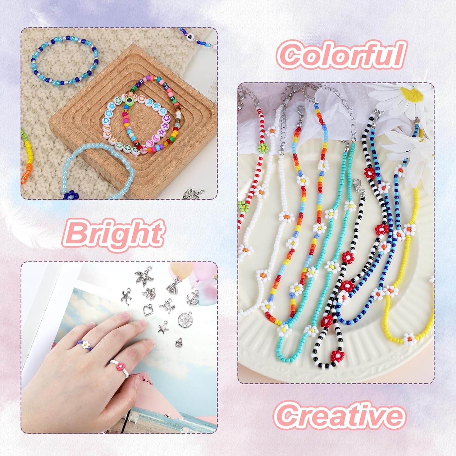 4320Pcs 72 Colors, 5Mm Glass Seed Beads for Bracelet Making Kit, Small Beads for Jewelry Making with Letter Beads for Crafts Gifts