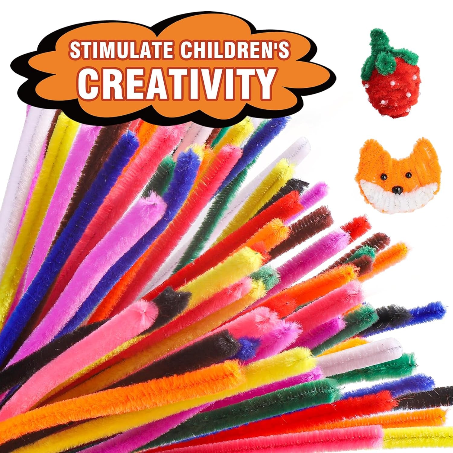 1000PCS Pipe Cleaners Bulk, 10 Color Chenille Stems Craft Supplies for Kids Crafts Projects and Decorations (12Inch×6Mm）